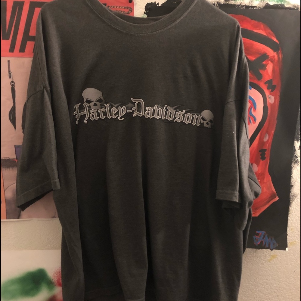 Harley Davidson skull shirt.